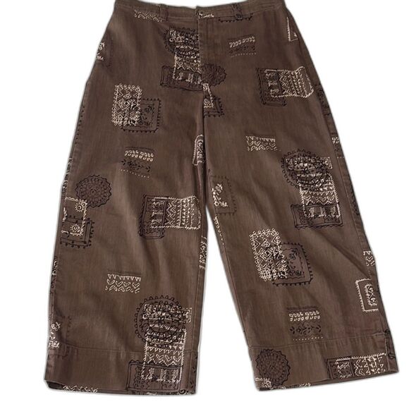 Chico's Design Brown Bandana Print Capri Pants Womens Size 0 Small - Picture 1 of 7